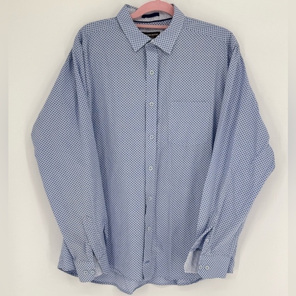 Johnston & Murphy Other - Johnston & Murphy Men's Light Blue Geometric Button-Down Size XXL 100% Cotton
